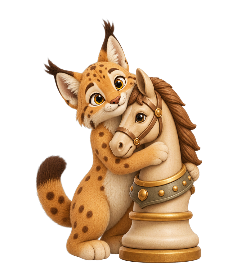 Finales ChessLynx-Logo: Lux umarmt den Springer